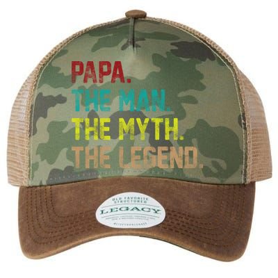 Papa The Man The Myth The Legend Vintage Legacy Tie Dye Trucker Hat