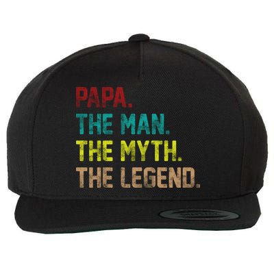 Papa The Man The Myth The Legend Vintage Wool Snapback Cap