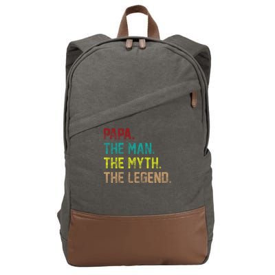 Papa The Man The Myth The Legend Vintage Cotton Canvas Backpack