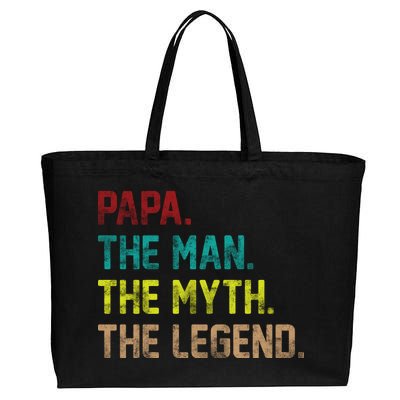 Papa The Man The Myth The Legend Vintage Cotton Canvas Jumbo Tote