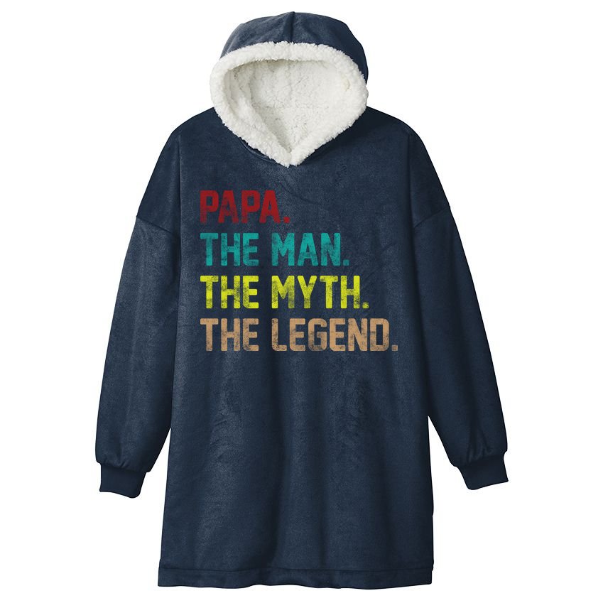 Papa The Man The Myth The Legend Vintage Hooded Wearable Blanket