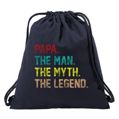 Papa The Man The Myth The Legend Vintage Drawstring Bag