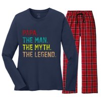 Papa The Man The Myth The Legend Vintage Women's Long Sleeve Flannel Pajama Set 