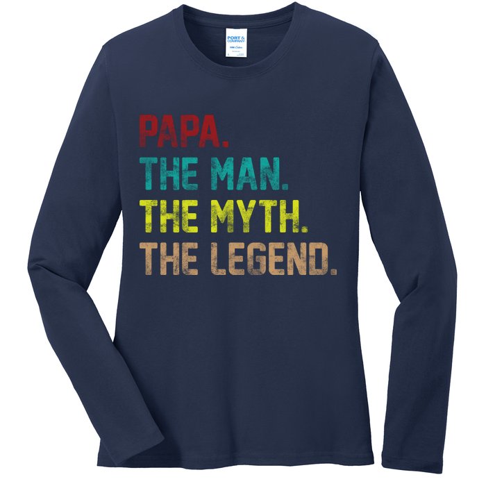 Papa The Man The Myth The Legend Vintage Ladies Long Sleeve Shirt