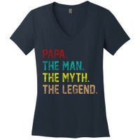 Papa The Man The Myth The Legend Vintage Women's V-Neck T-Shirt