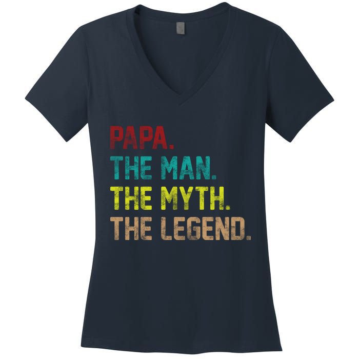 Papa The Man The Myth The Legend Vintage Women's V-Neck T-Shirt