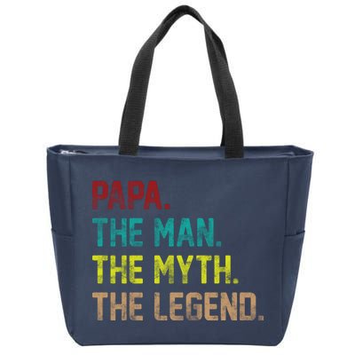 Papa The Man The Myth The Legend Vintage Zip Tote Bag