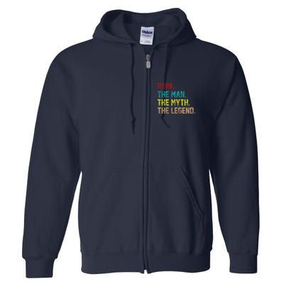 Papa The Man The Myth The Legend Vintage Full Zip Hoodie