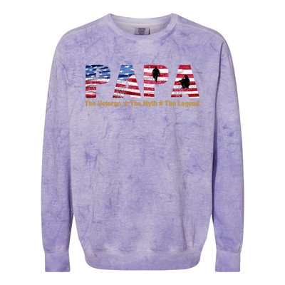 Papa The Veteran The Myth The Legend Colorblast Crewneck Sweatshirt