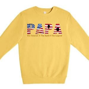 Papa The Veteran The Myth The Legend Premium Crewneck Sweatshirt