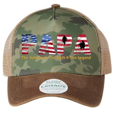 Papa The Veteran The Myth The Legend Legacy Tie Dye Trucker Hat