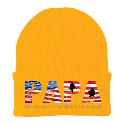 Papa The Veteran The Myth The Legend Knit Cap Winter Beanie