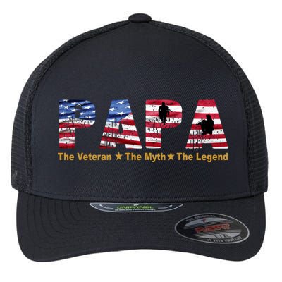 Papa The Veteran The Myth The Legend Flexfit Unipanel Trucker Cap