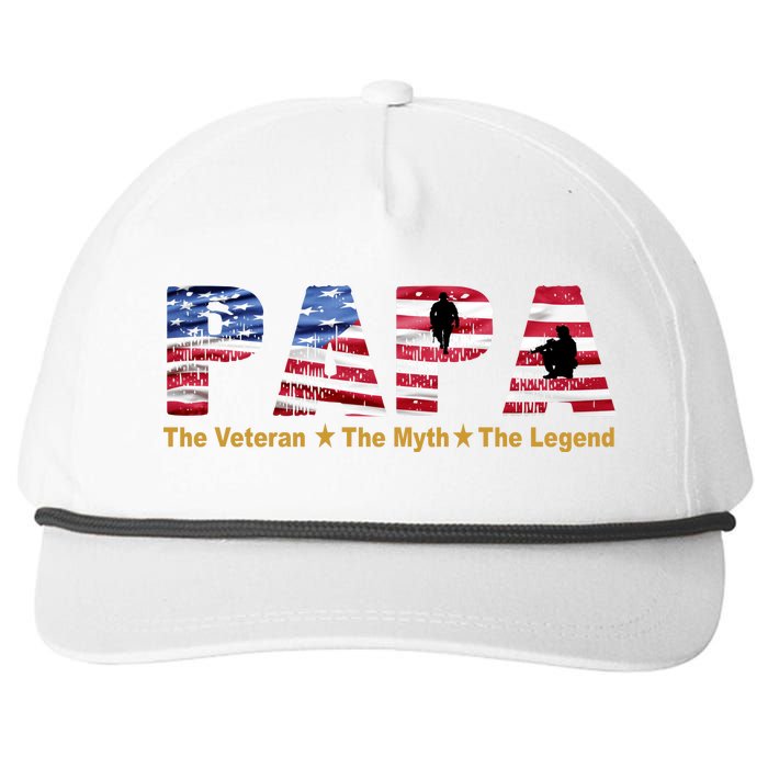 Papa The Veteran The Myth The Legend Snapback Five-Panel Rope Hat