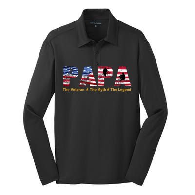 Papa The Veteran The Myth The Legend Silk Touch Performance Long Sleeve Polo