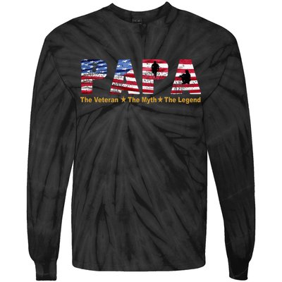 Papa The Veteran The Myth The Legend Tie-Dye Long Sleeve Shirt