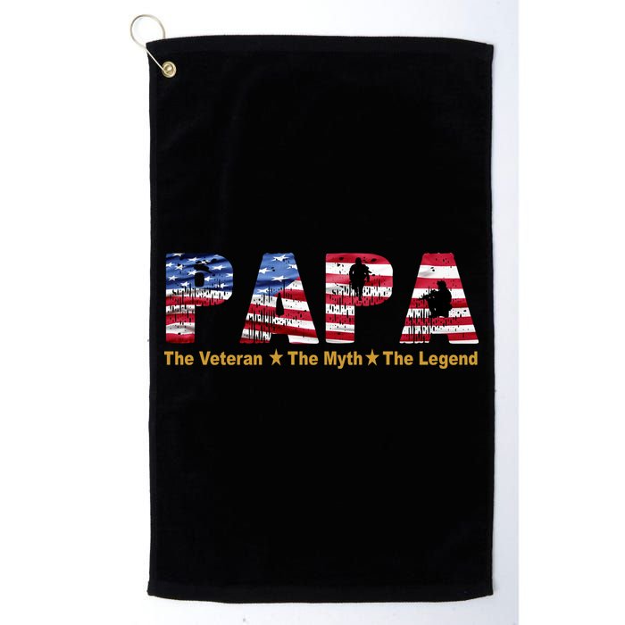 Papa The Veteran The Myth The Legend Golf Towel