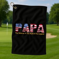 Papa The Veteran The Myth The Legend Golf Towel