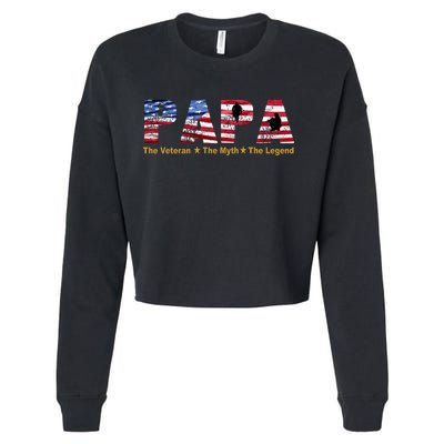 Papa The Veteran The Myth The Legend Cropped Pullover Crew