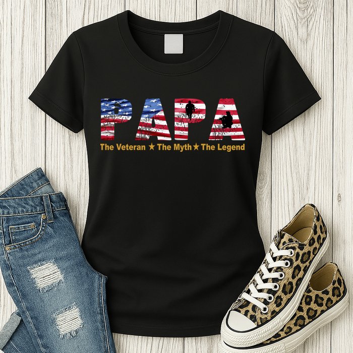 Papa The Veteran The Myth The Legend Womens T-Shirt