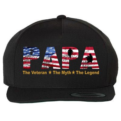 Papa The Veteran The Myth The Legend Wool Snapback Cap