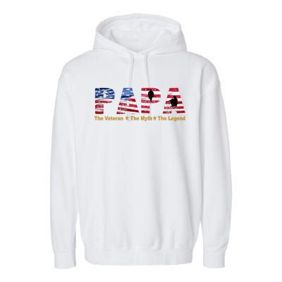 Papa The Veteran The Myth The Legend Garment-Dyed Fleece Hoodie