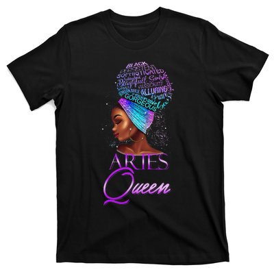 Purple Aries Queen African American Woman March April Zodiac T-Shirt