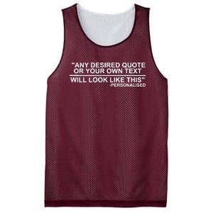 Personalised Any Quote Text Mesh Reversible Basketball Jersey Tank