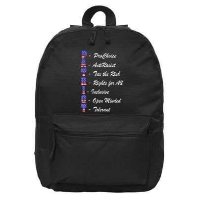 Patriot Anti Racist Tax The Rich Rights For All 16 in Basic Backpack