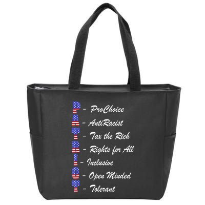 Patriot Anti Racist Tax The Rich Rights For All Zip Tote Bag