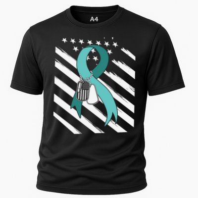 PTSD Awareness Ribbon Hope Support Love American Flag Performance Shirt