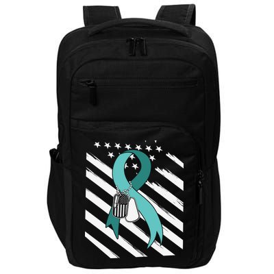 PTSD Awareness Ribbon Hope Support Love American Flag Impact Tech Backpack