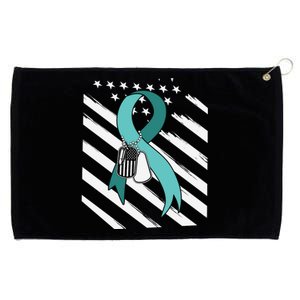 PTSD Awareness Ribbon Hope Support Love American Flag Grommeted Golf Towel