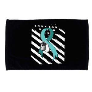 PTSD Awareness Ribbon Hope Support Love American Flag Microfiber Hand Towel