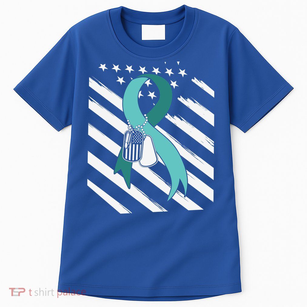 PTSD Awareness Ribbon Hope Support Love American Flag Tall T-Shirt