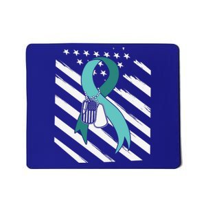 PTSD Awareness Ribbon Hope Support Love American Flag Mousepad