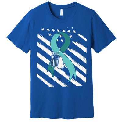 PTSD Awareness Ribbon Hope Support Love American Flag Premium T-Shirt
