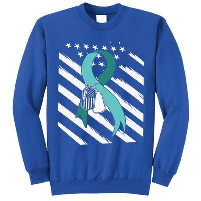 PTSD Awareness Ribbon Hope Support Love American Flag Tall Sweatshirt