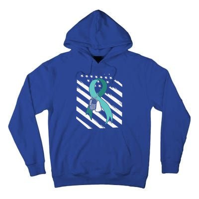 PTSD Awareness Ribbon Hope Support Love American Flag Tall Hoodie