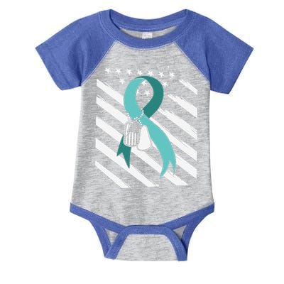 PTSD Awareness Ribbon Hope Support Love American Flag Infant Baby Jersey Bodysuit