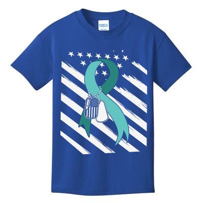 PTSD Awareness Ribbon Hope Support Love American Flag Kids T-Shirt