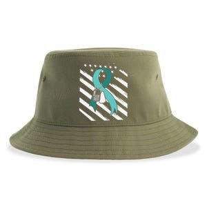 PTSD Awareness Ribbon Hope Support Love American Flag Sustainable Bucket Hat