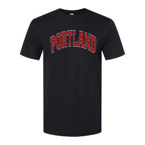 Portland Arched Red Text Softstyle CVC T-Shirt