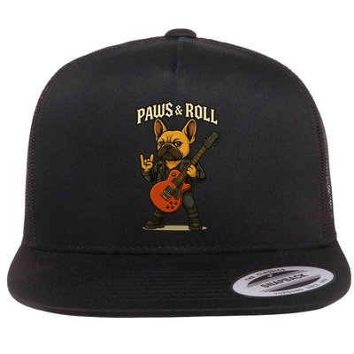 Paws And Roll French Bulldog Funny Flatbill Hat