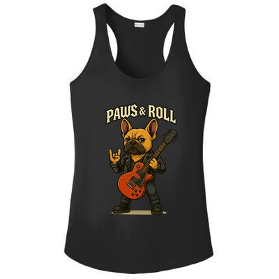 Paws And Roll French Bulldog Funny Ladies PosiCharge Competitor Racerback Tank