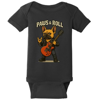 Paws And Roll French Bulldog Funny Baby Bodysuit