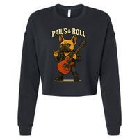 Paws And Roll French Bulldog Funny Cropped Pullover Crew