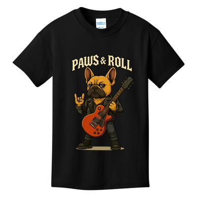 Paws And Roll French Bulldog Funny Kids T-Shirt