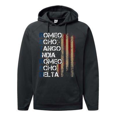 Phonetic Alphabet Retired Veteran Retirement Army Military Performance Fleece Hoodie