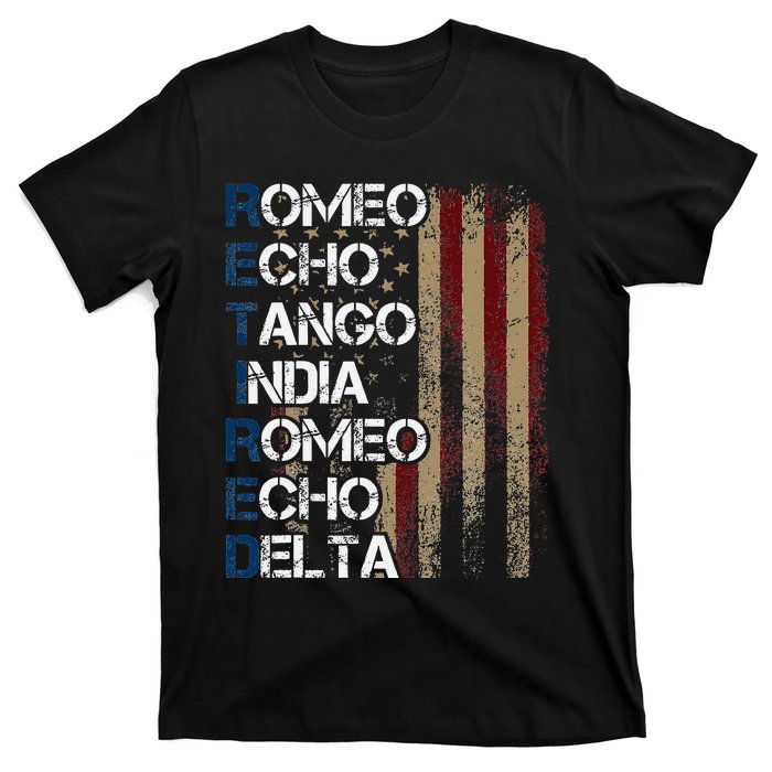 Phonetic Alphabet Retired Veteran Retirement Army Military T-Shirt